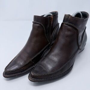 Pikolinos Leather Ankle Boots Womens Size 7 US 37 EU Side‎ Zip Brown Almond Toe